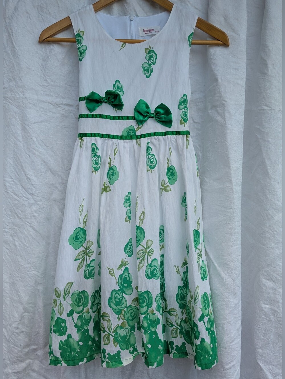 Sunny Fashion Dress Party Green Tulip Floral 11/12